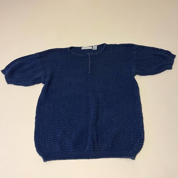 Northern Isles Sweaters - 𝅺vintage Northern Isles blue sweater short sleeve M